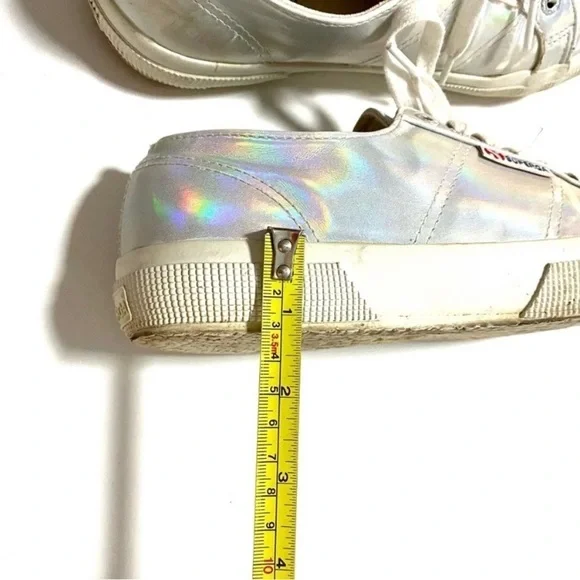 Superga White Iridescent Hologram Sneakers Trainers Size 9 Silver Metallic - Picture 15 of 16
